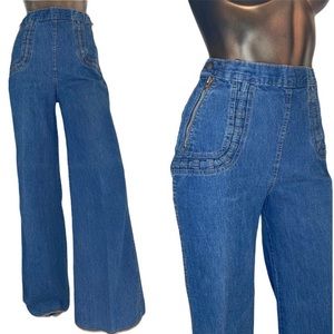 Vintage 1970’s Zip Side Blue Denim Wide Leg Jeans